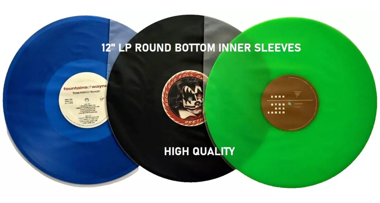 Anti-Static LP Vinyl Record 12” Rounded Inner Plastic Sleeves 50 Pack