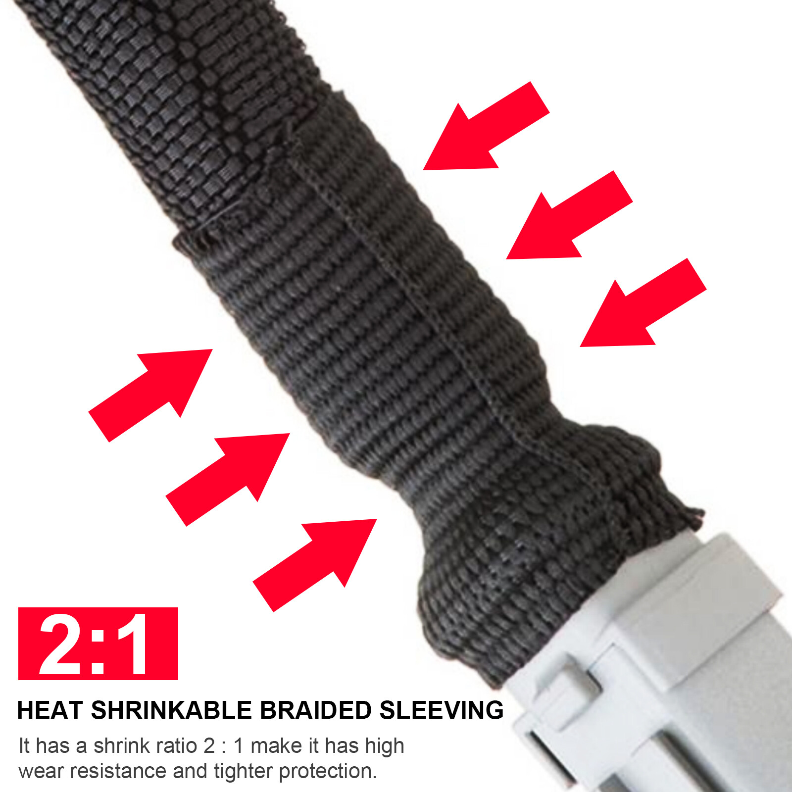 2:1 Braided Heat Shrinkable Sleeving Fabric Cable Wire Harness Abrasion Protect