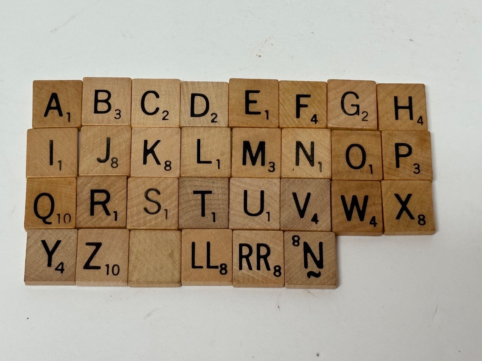 Single Individual AUTHENTIC Tan Wood Scrabble Tiles Engraved Black Letter Crafts