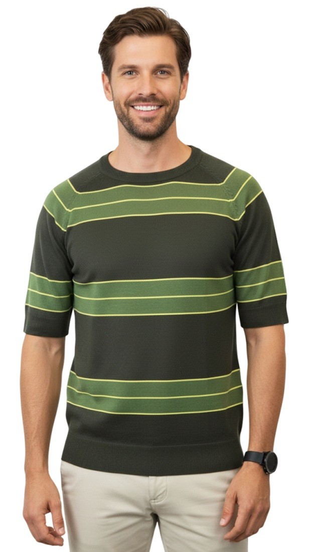 Kurt Sweater Cobain Green Striped Shirt Costume Smells Like Teen Spirit T-shirt