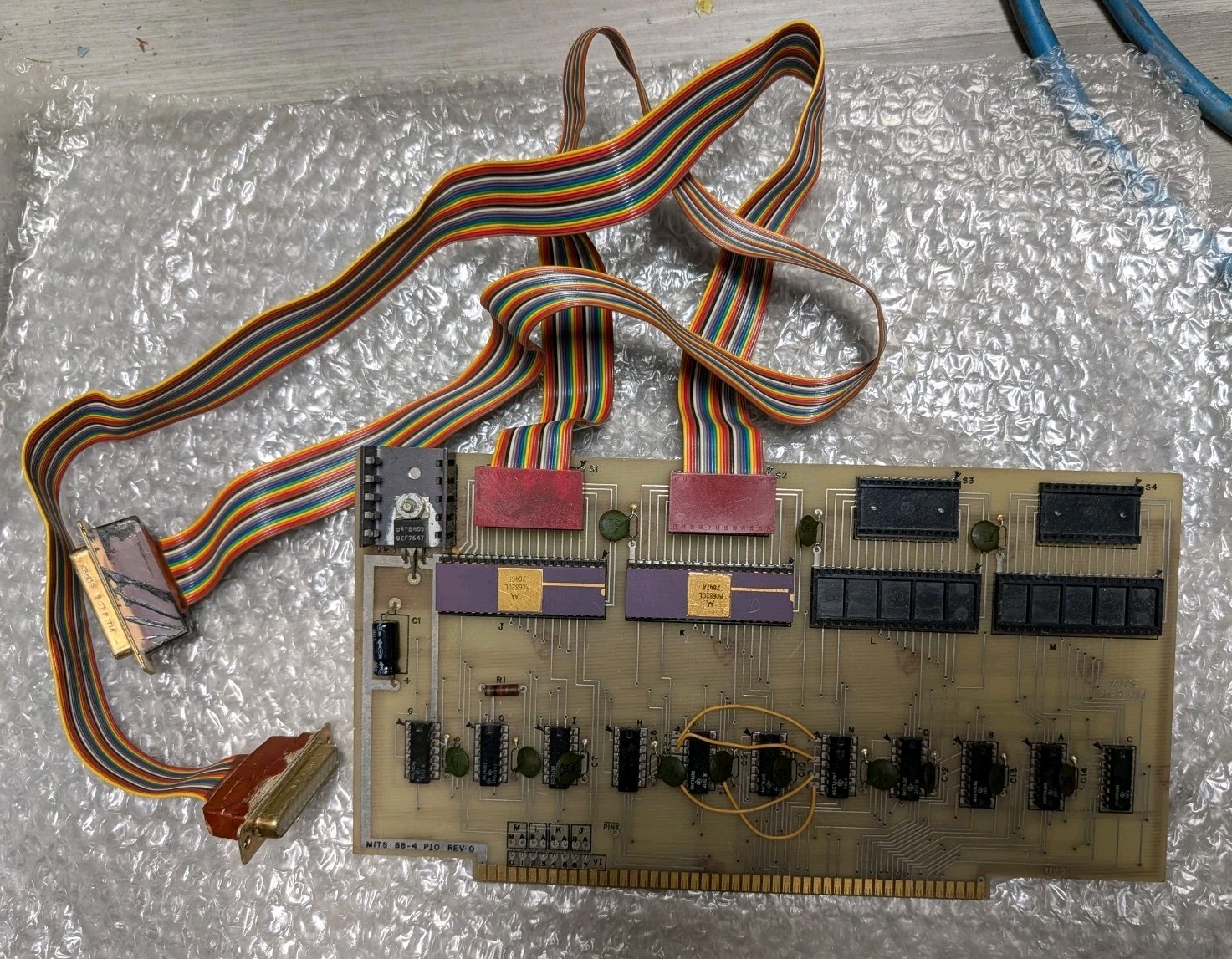 MITS Altair 88-4PIO Parallel interface board. 2 of 4 parallel ports & cables