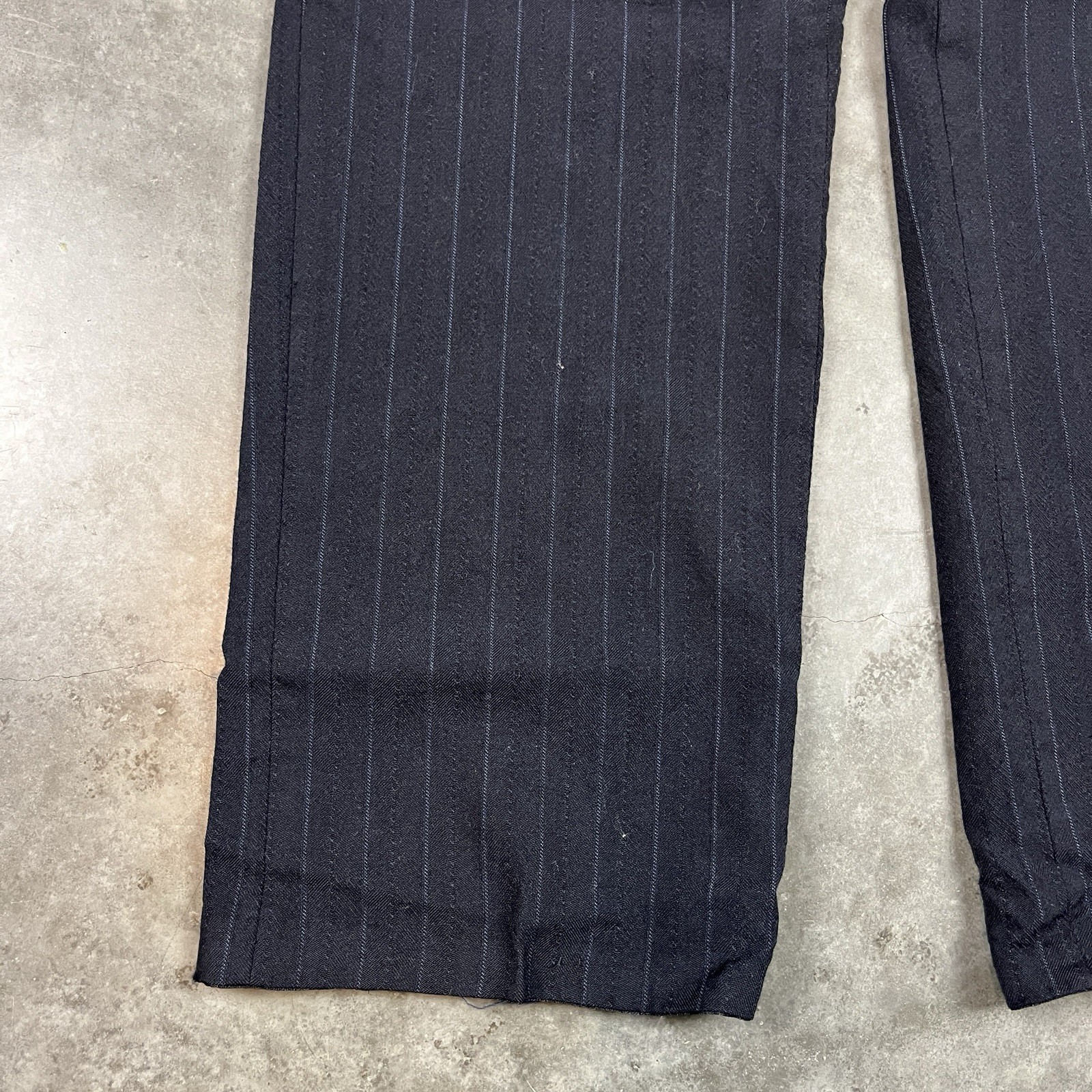 Vintage Wool Blend Pants Mens 32x32 Blue Flaws Distressed Preppy Stripes Preowne