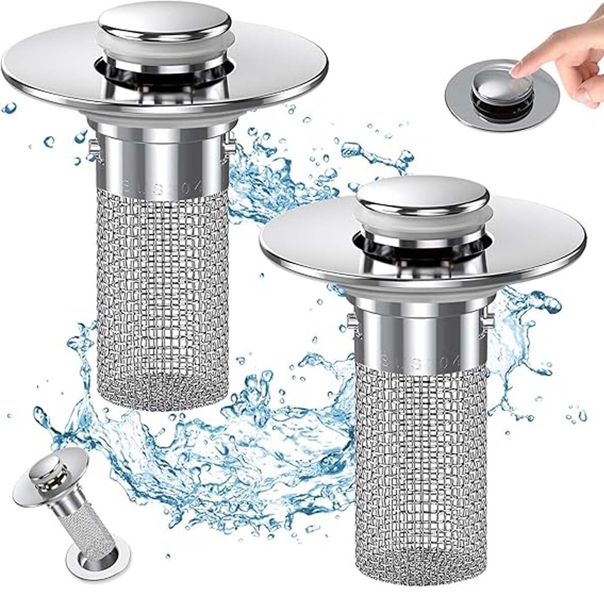 2 Pcs Bathroom Sink Stopper Hair Catcher Bathroom Pop Up Sink Drain Filter