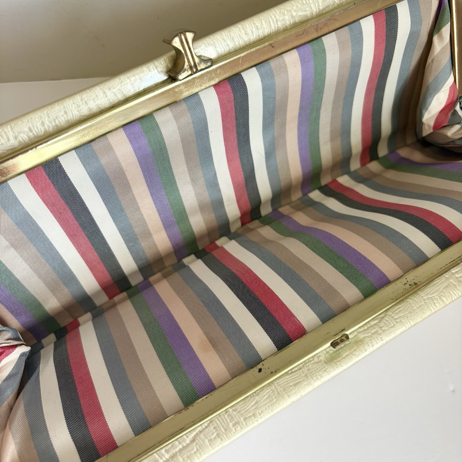 Vintage 1960’s Clear Vinyl covered Textured Satin Clutch Purse HL Harry Levine