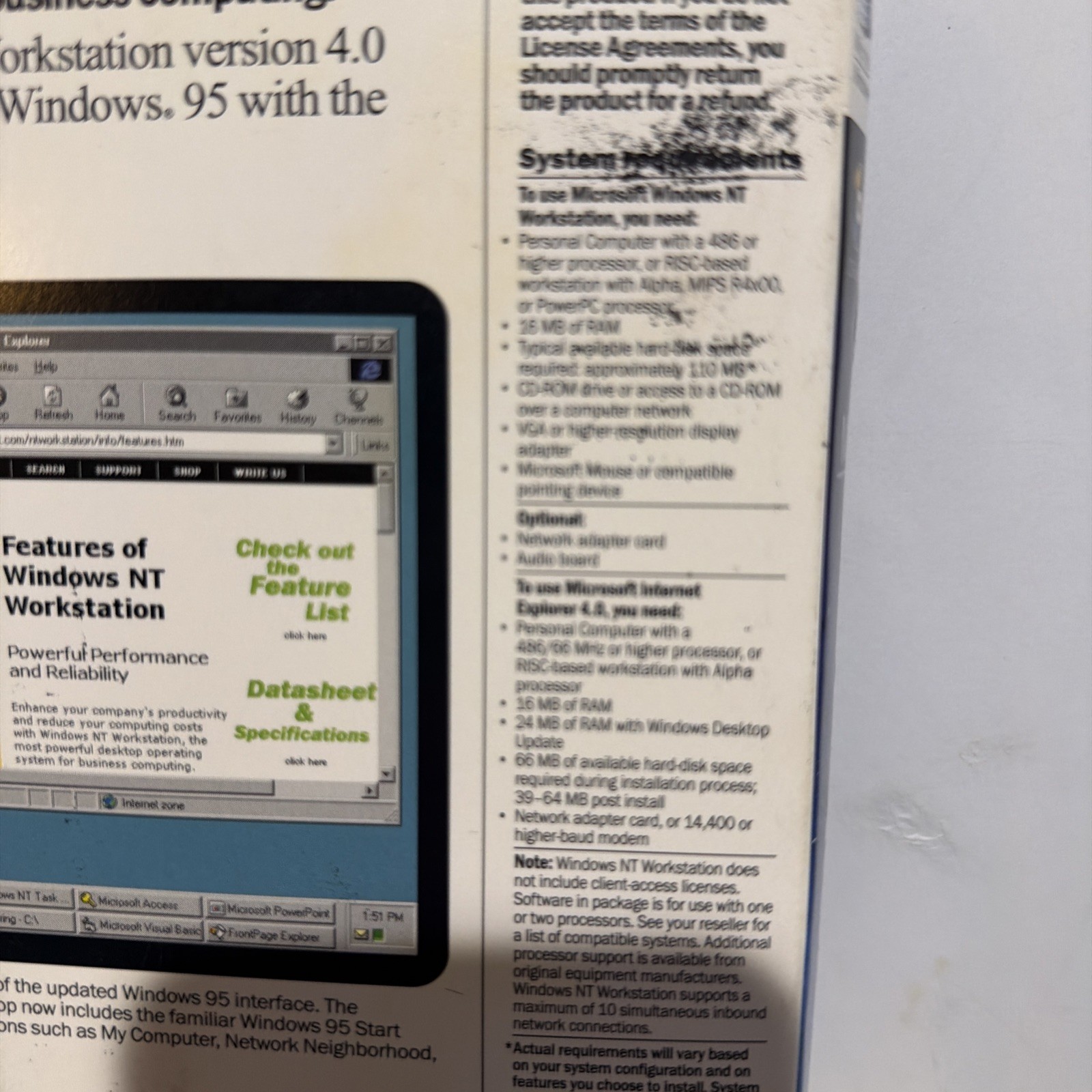 Microsoft Windows NT Workstation 4.0 CD Full Version With Box and Key Vintage 95