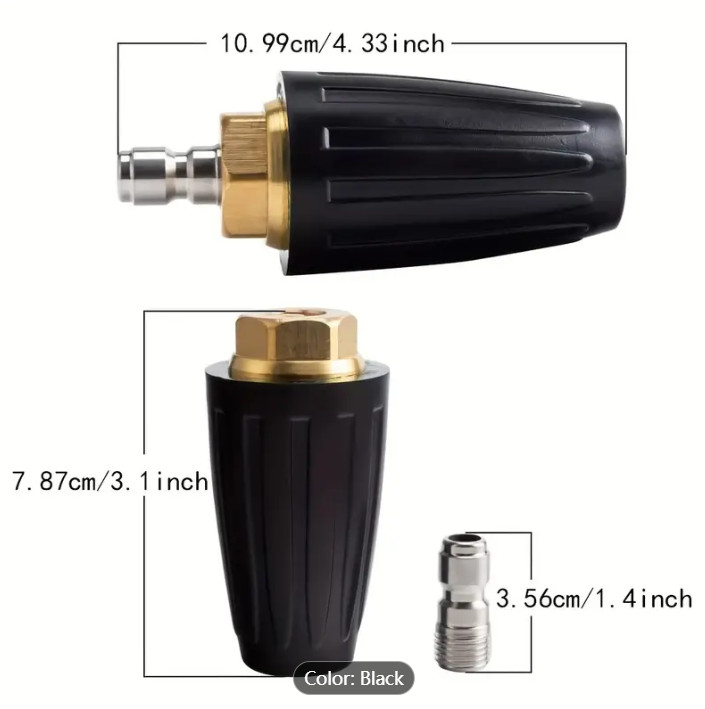 2.5GPM High Pressure Washer Rotating Turbo Nozzle Spray Tip 4000PSI 1/4" Quick