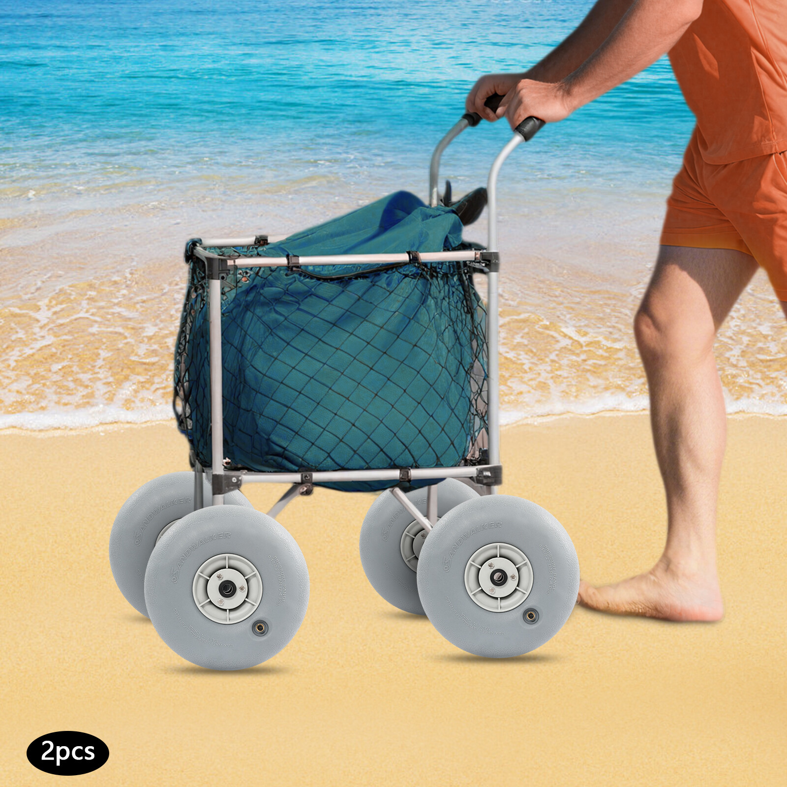 2 Pcs Inflatable Beach Sand Tires - 121 lbs Load Capacity for Carts