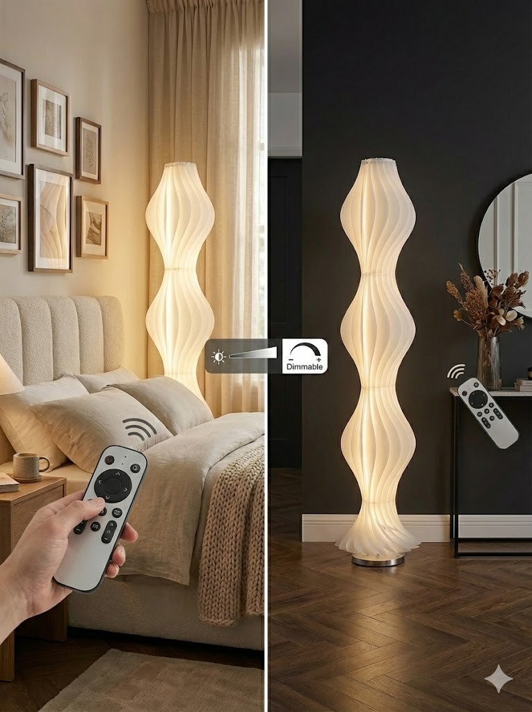 Remote Control Floor Lamp 65" - Adjustable Brightness & Mood Lighting - Elegant