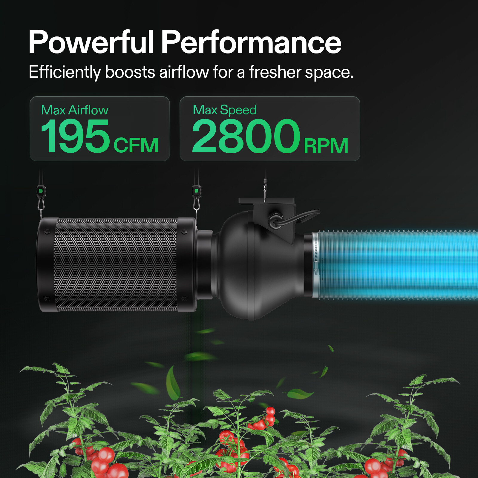 VIVOSUN M4 4" 195CFM Inline Duct Ventilation Fan 2800RPM Adjustable Speed