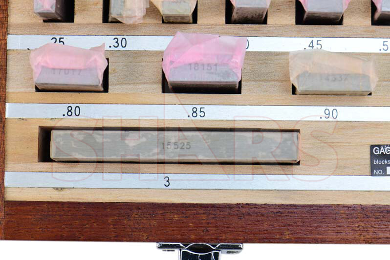 SHARS RECTANGULAR GAGE BLOCK SET 81 PC .05-4" AS-1 GRADE W/ NIST CERTIFICATE L}