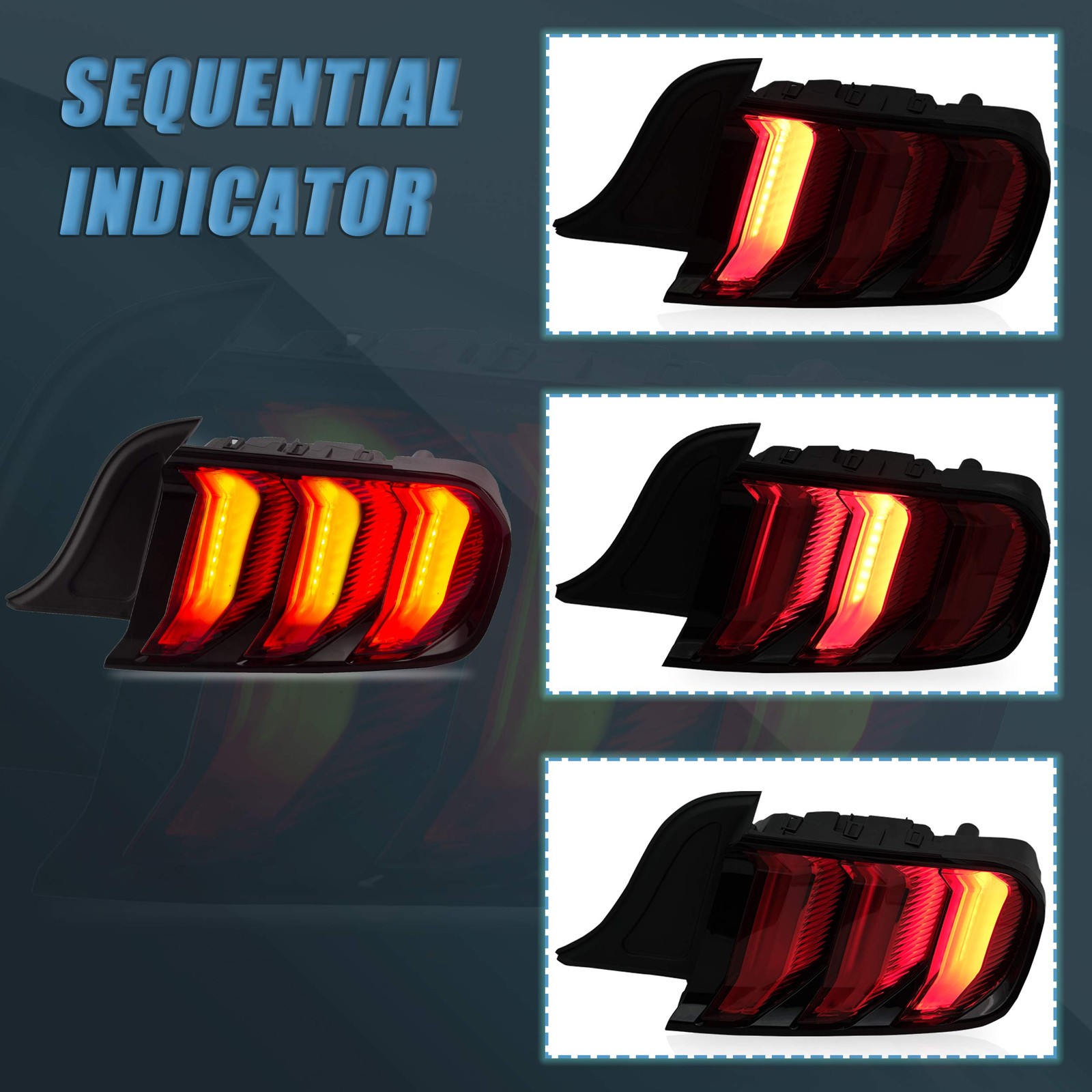 Tail lights Assembly Fit for 2015-2020 Ford Mustang 6th Gen Plug-and-play