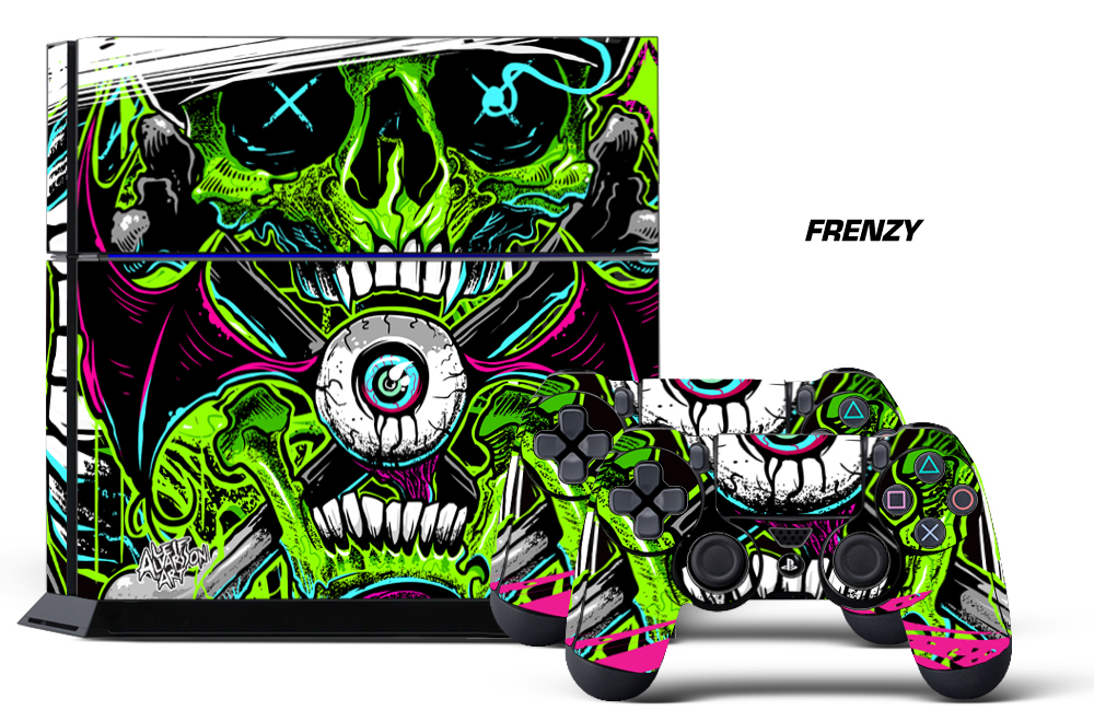 Designer Skin for PS4 Playstation 4 Console System & 2 Controller Decals FRENZY