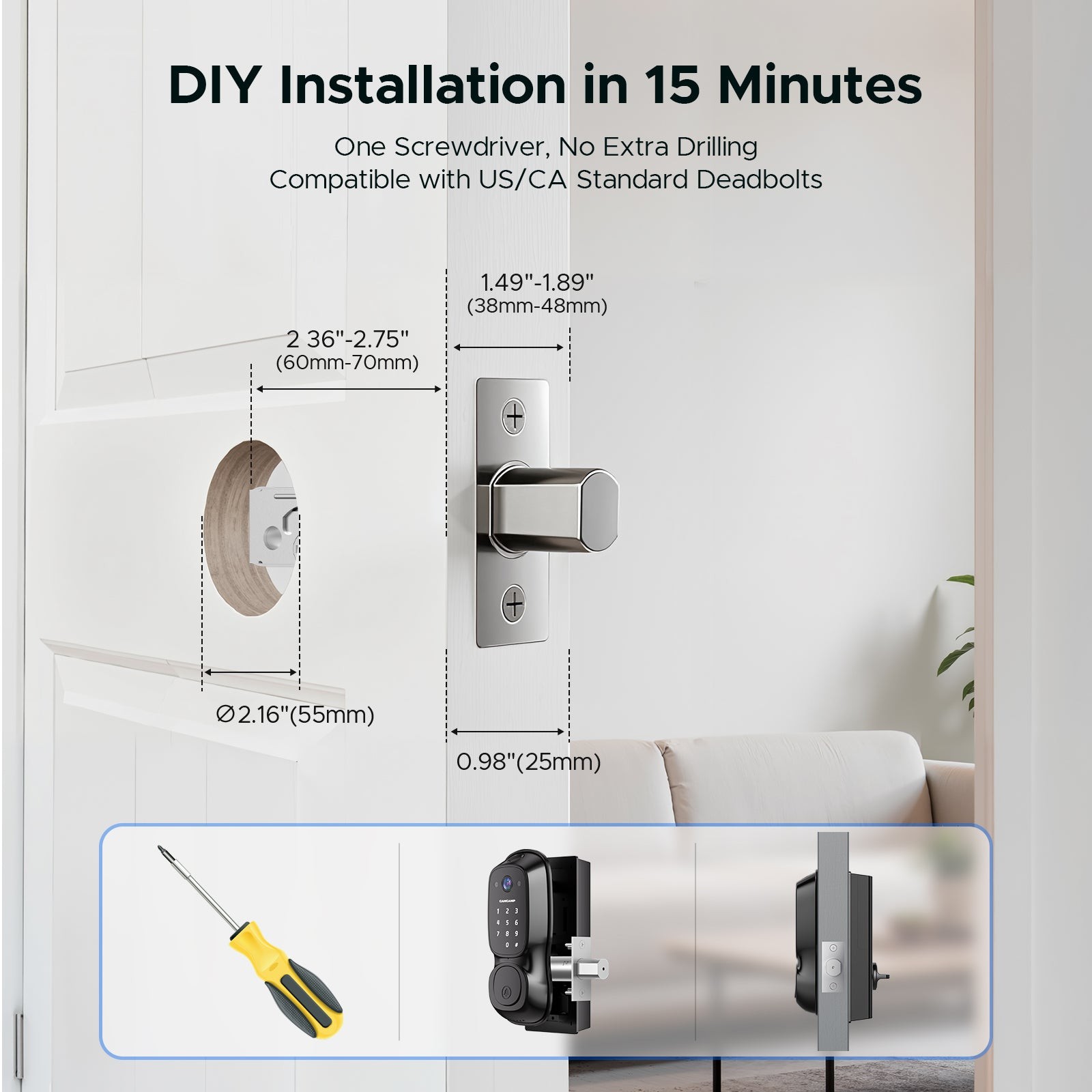 Security Smart Lock with Camera & Video Doorbell Fingerprint Door Lock Live View