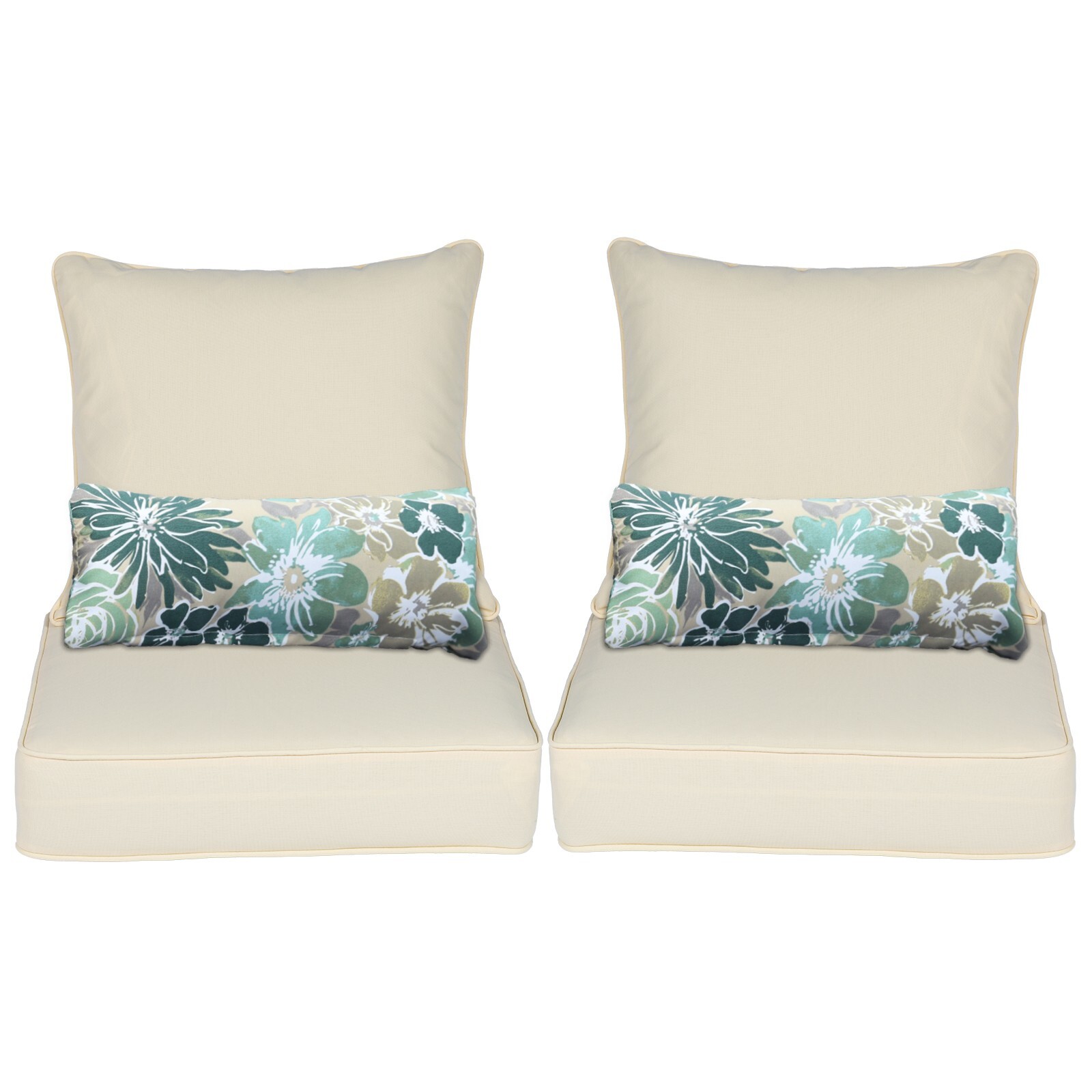 Aoodor 22''x24''Outdoor Patio Furniture Dining Deep Chair Cushion Set w/2 Pillow