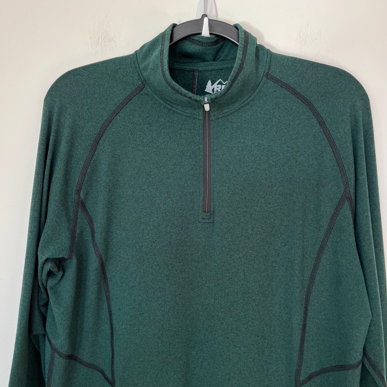 REI Co-op Mens 1/4 Zip Long Sleeve Pullover Green Medium