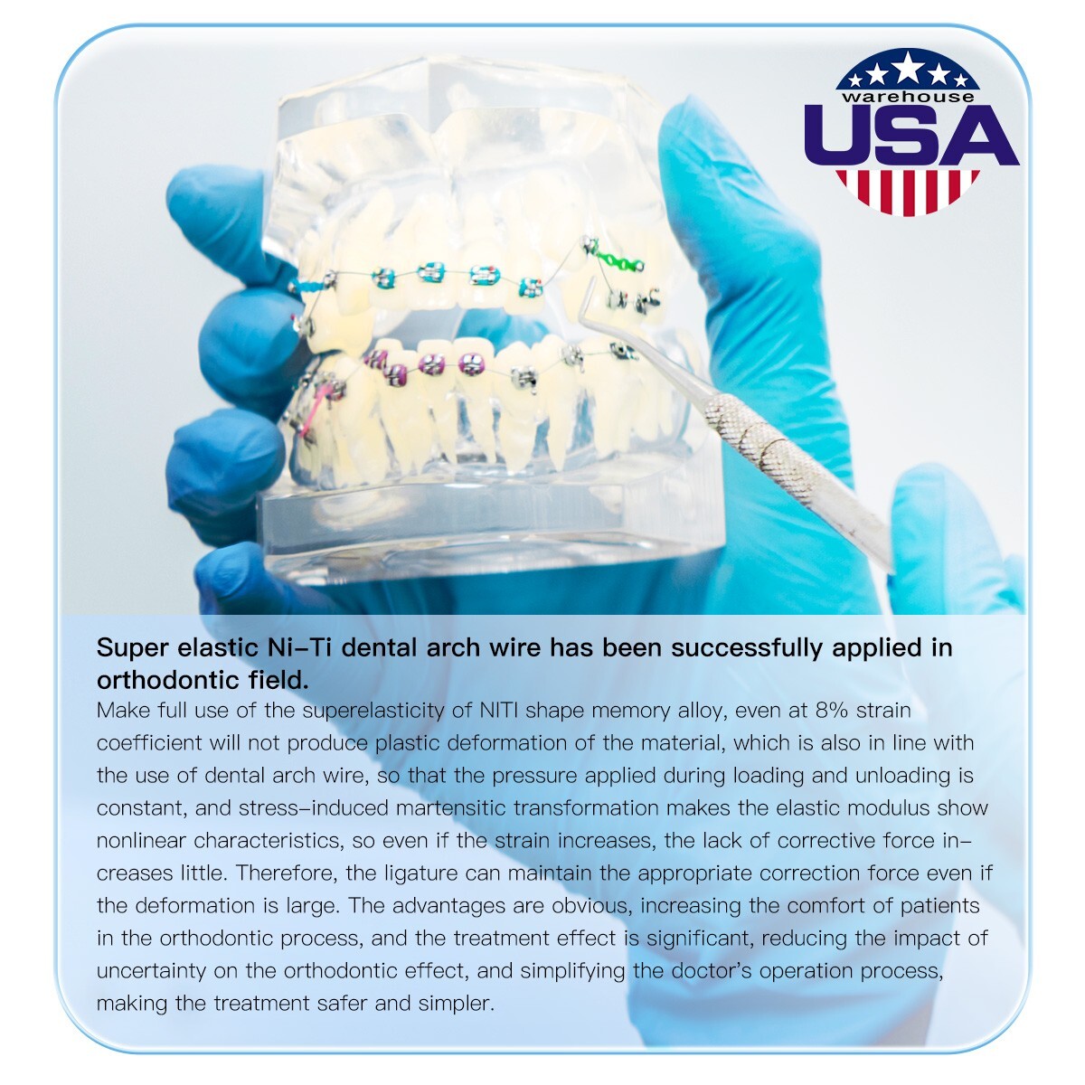 AZDENT Dental Orthodontic Arch Wire Super Elastic NiTi Ovoid Round Rectangular