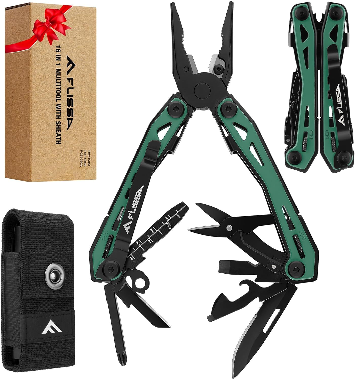 FLISSA 16-in-1 Multi Tool Pliers Stainless Steel EDC Multitool with Pocket Knife