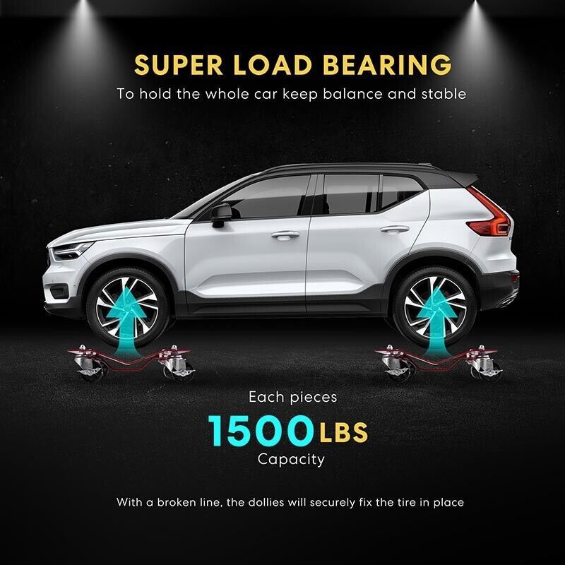 2/4pcs Car Dolly Wheel Heavy Duty Skate Auto Repair Dolly Slide 6000lbs Load