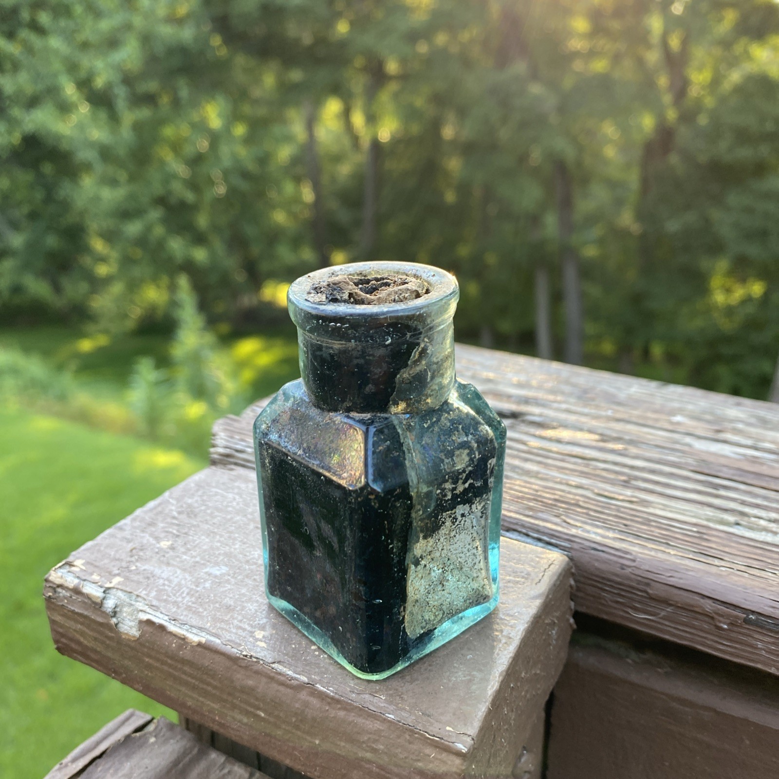 Small Aqua Cathedral Style Bottle Possibly An Ink Or Mucilage
