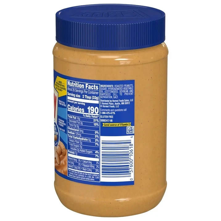 SKIPPY SUPER CHUNK Peanut Butter, 7 G Protein per Serving, Plastic Jar 40 oz