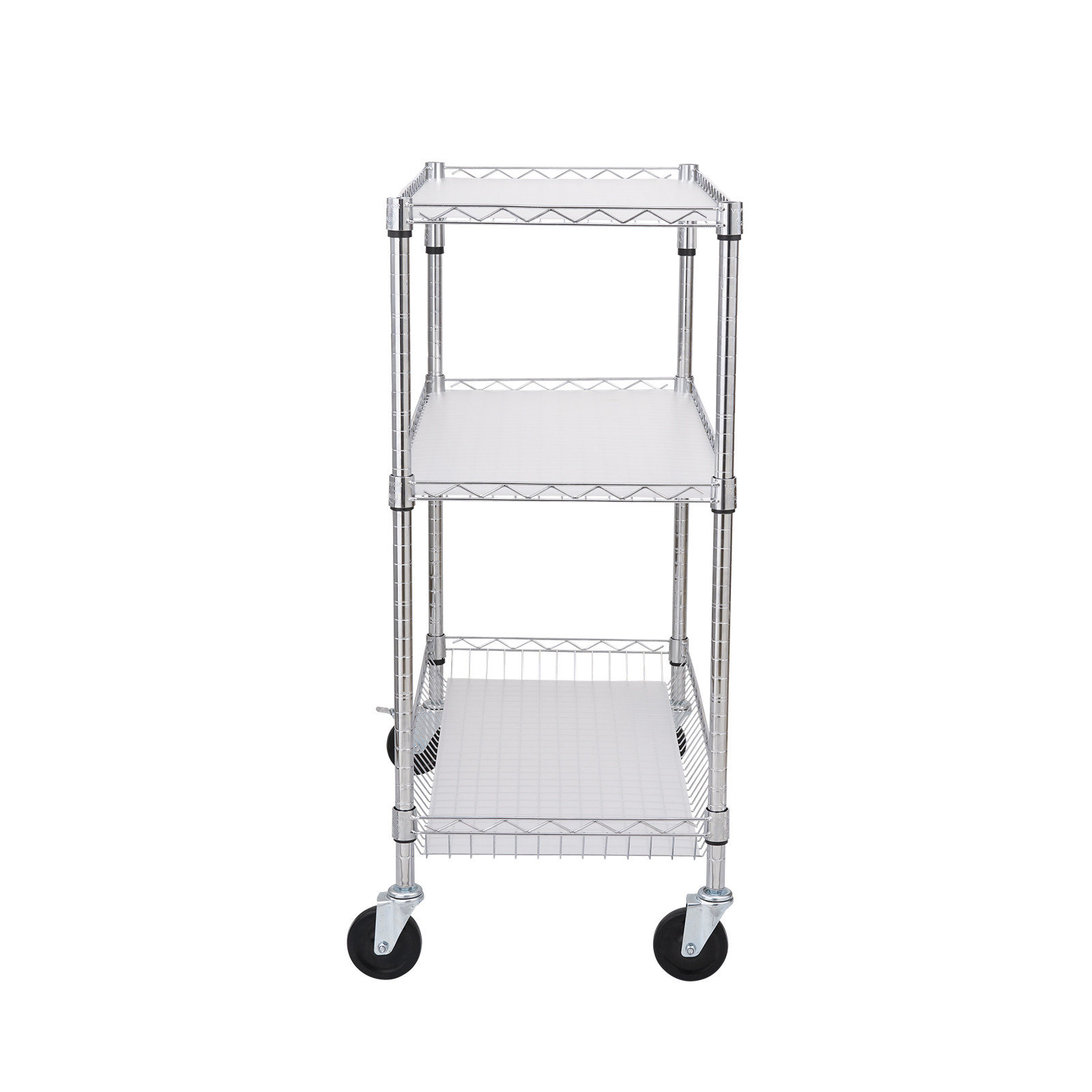 VEVOR 3-Tier Utility Cart Rolling Cart on Wheels 35"x18"x40.9" 661 LBS 6 Hooks