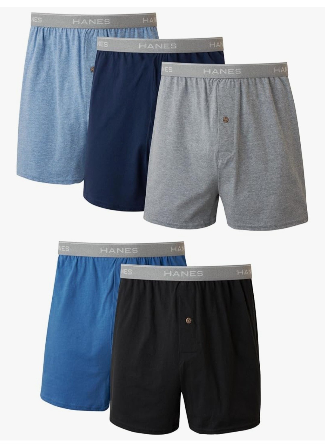 Hanes Boxers,Cool & Breathable Cotton,Exposed & Comfortflex Waistbands 5 Pack
