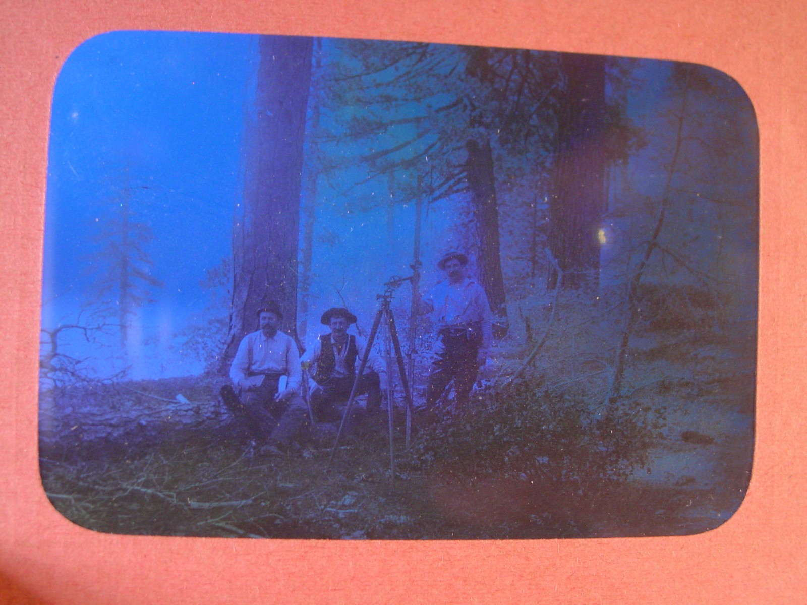 Surveyors with Inclined Standard Mining Transit 1800s Glass Magic Lantern Slide