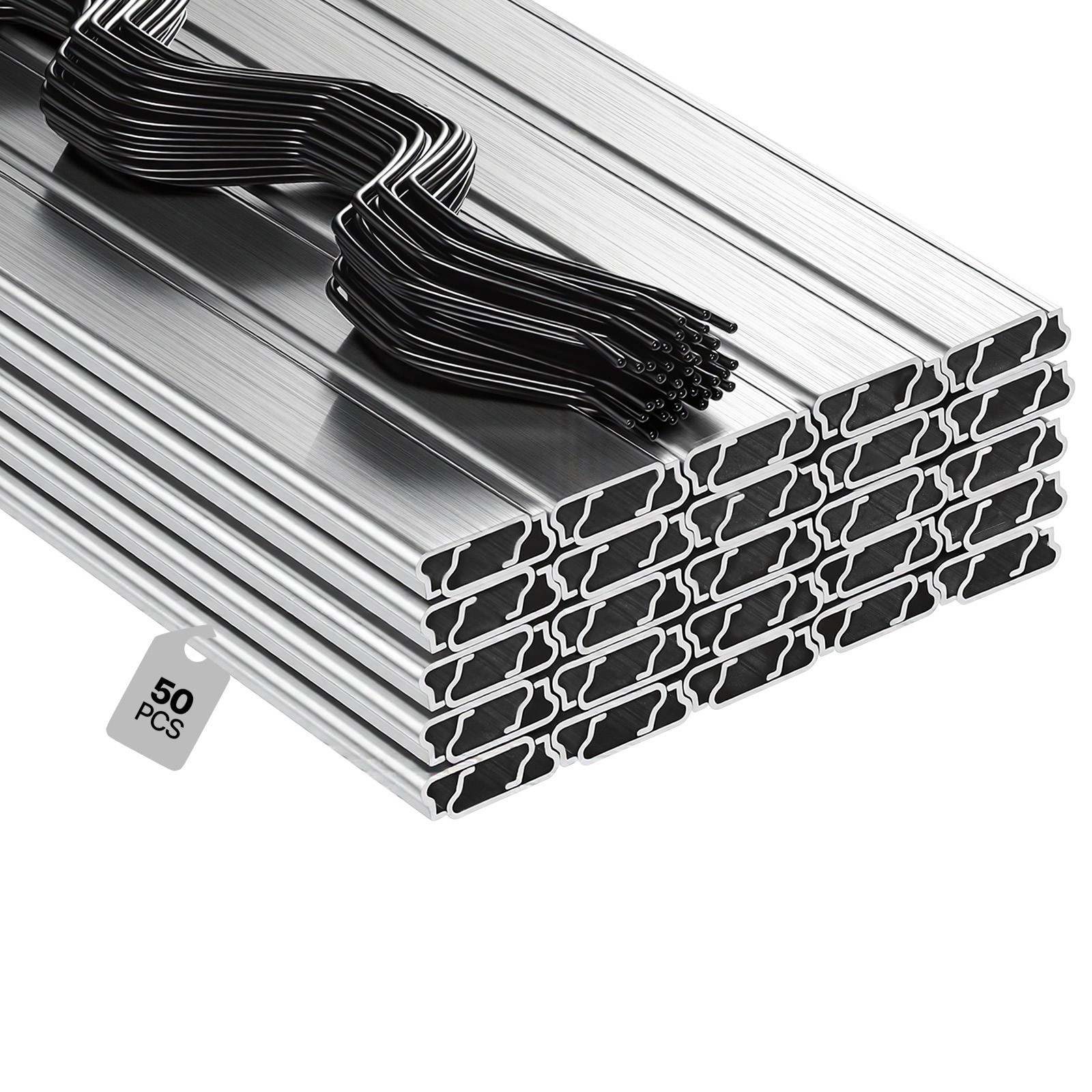 Uimoso Greenhouse Aluminum Lock Channel & Spring Wire Set, 50 Pieces, 6.56 ft
