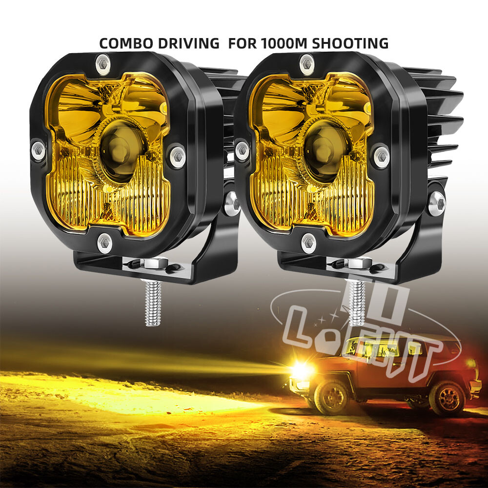 COLIGHT 3"INCH Squadron Sport Amber LED Pair Driving Combo Lights w/Wire Harness