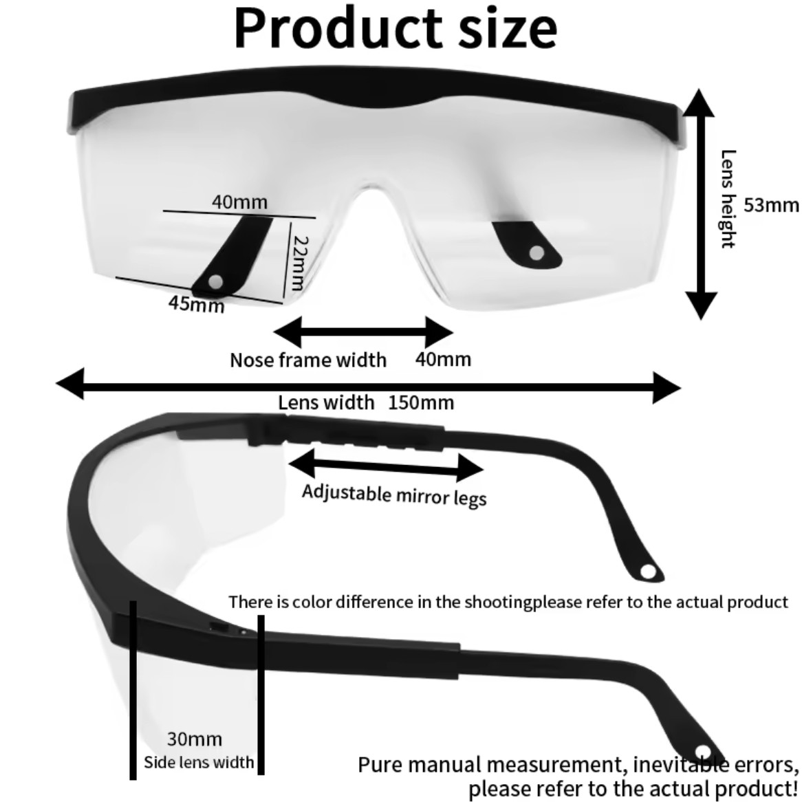 Adjustable Instrument Flight (IFR) Training Glasses (Foggles) - Black