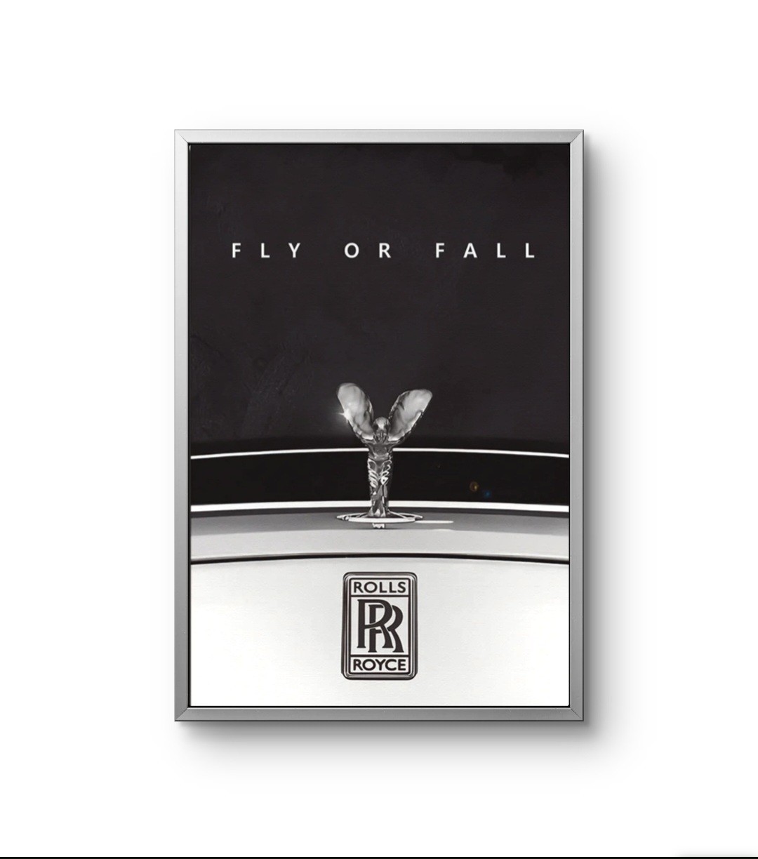 8x10 Framed Rolls Royce Print  "Fly or Fall"