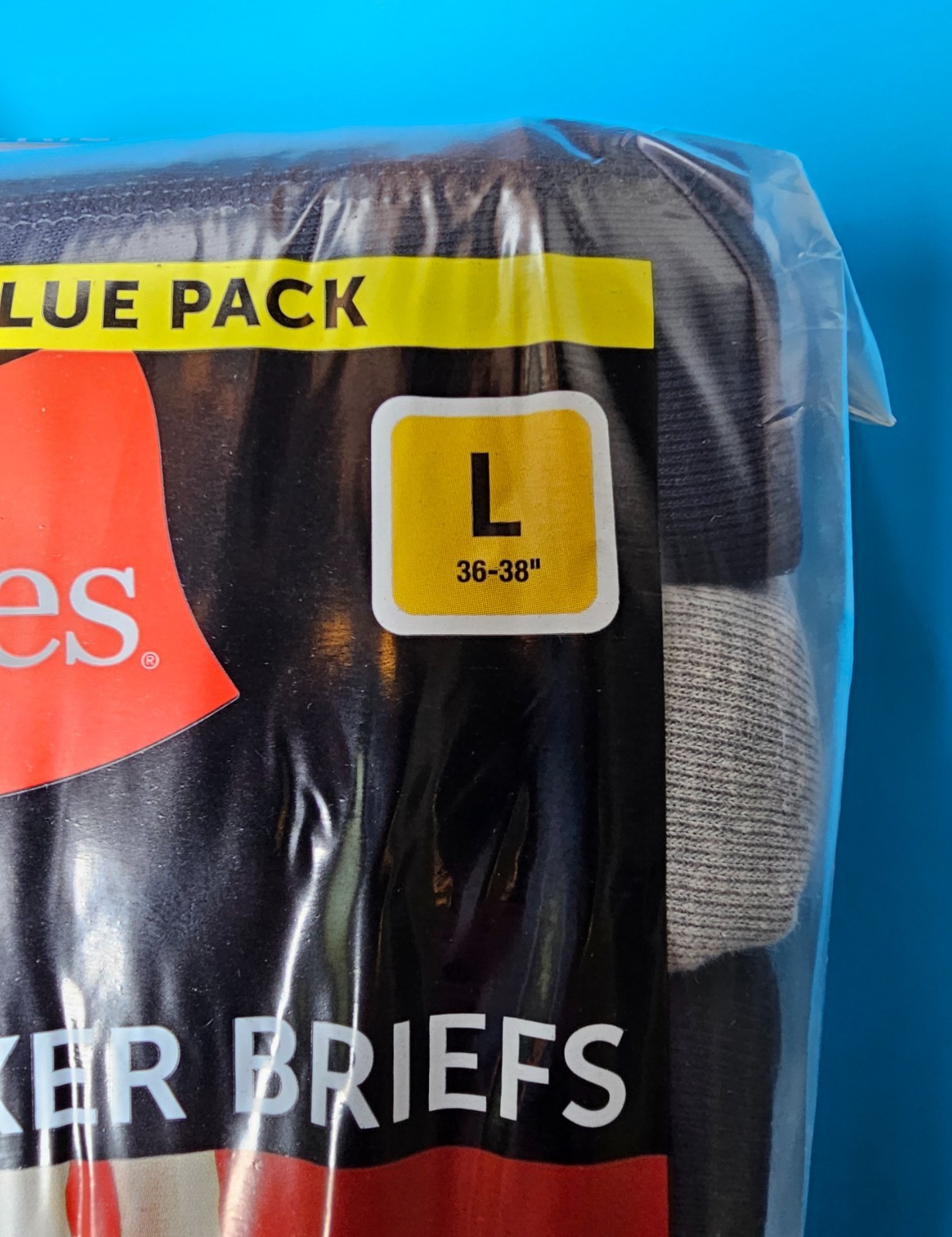 Hanes Tagless 6 Pack Boxer Briefs Wicking Cool Comfort, Blue/Gray/Black, Size L