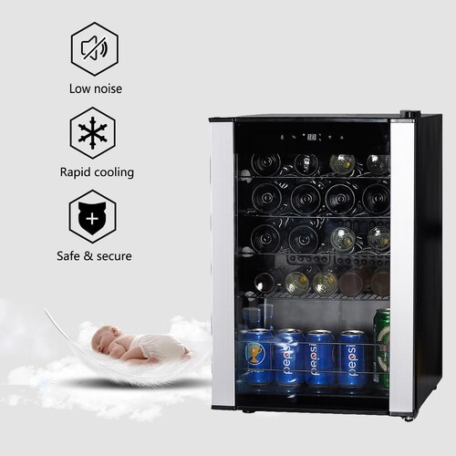 Beer Wine Cooler Wine Fridge with Digital Temperature 19 Bottle Freestanding LED