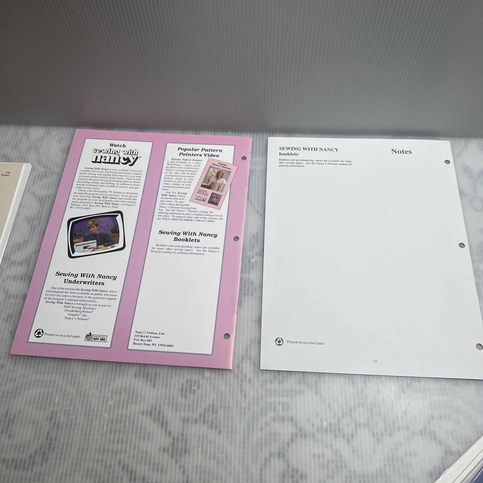 Sewing With Nancy Lot Of 19 Booklets, Pamphlets, And Transcripts 1990’s