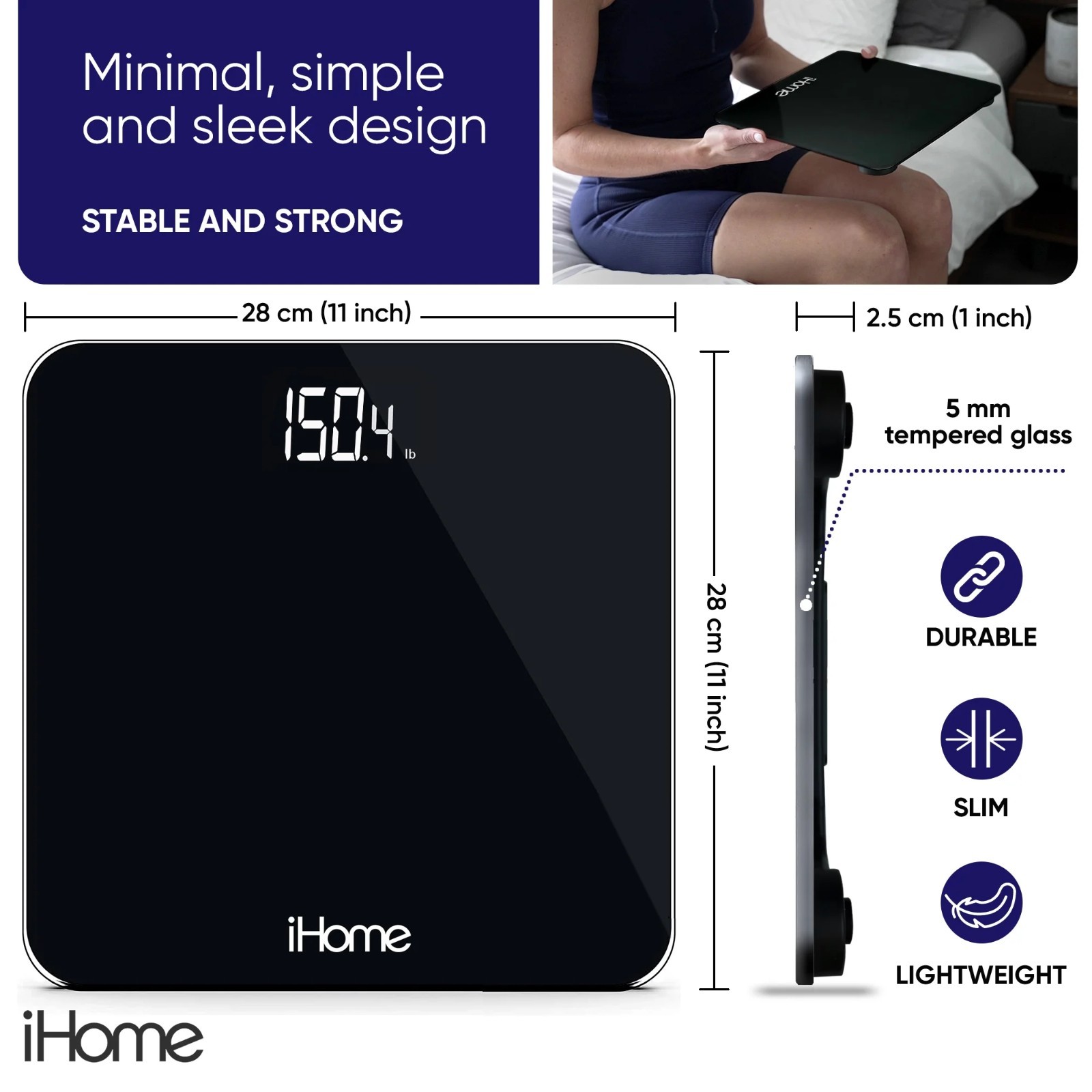 iHome Digital Bathroom Scale 397 lb with Fit, Personal Coach App.
