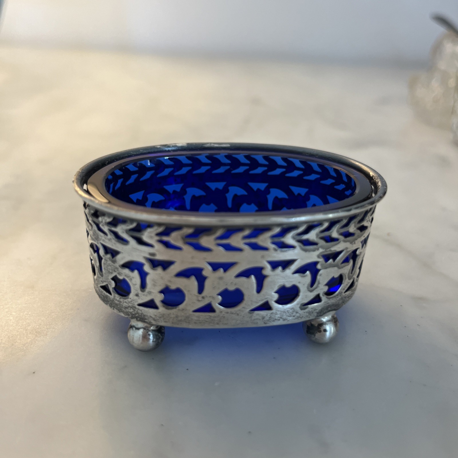 Sterling Silver Salt  Cobalt Blue Liner Watson