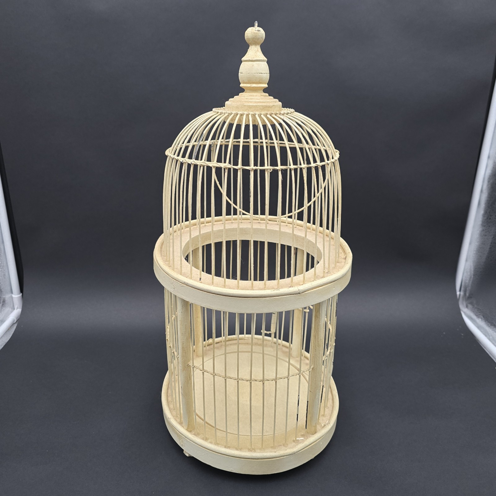 Vintage Wooden Bird Cage Off White Small Bird Country Home Decor 18"