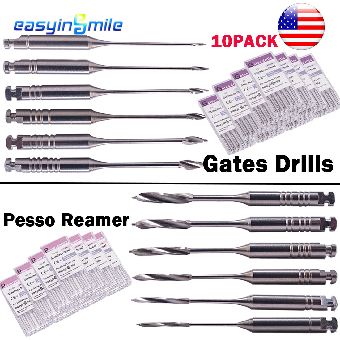 10Pk Dental Endo Glidden Gates Drills Peeso Reamers Root Canal Engine Files 32mm