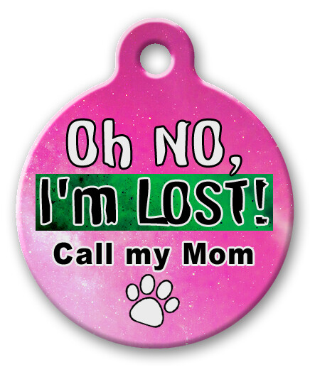 Personalized Pet ID Tags for Dog & Cat, Custom Cute BLUE PINK Paw, I'M LOST #182