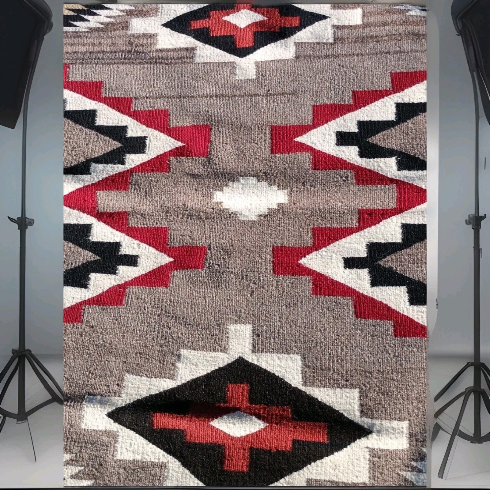 1940 Navajo Wool Rug Horse Blanket Weaving Native American Storm Pattern
