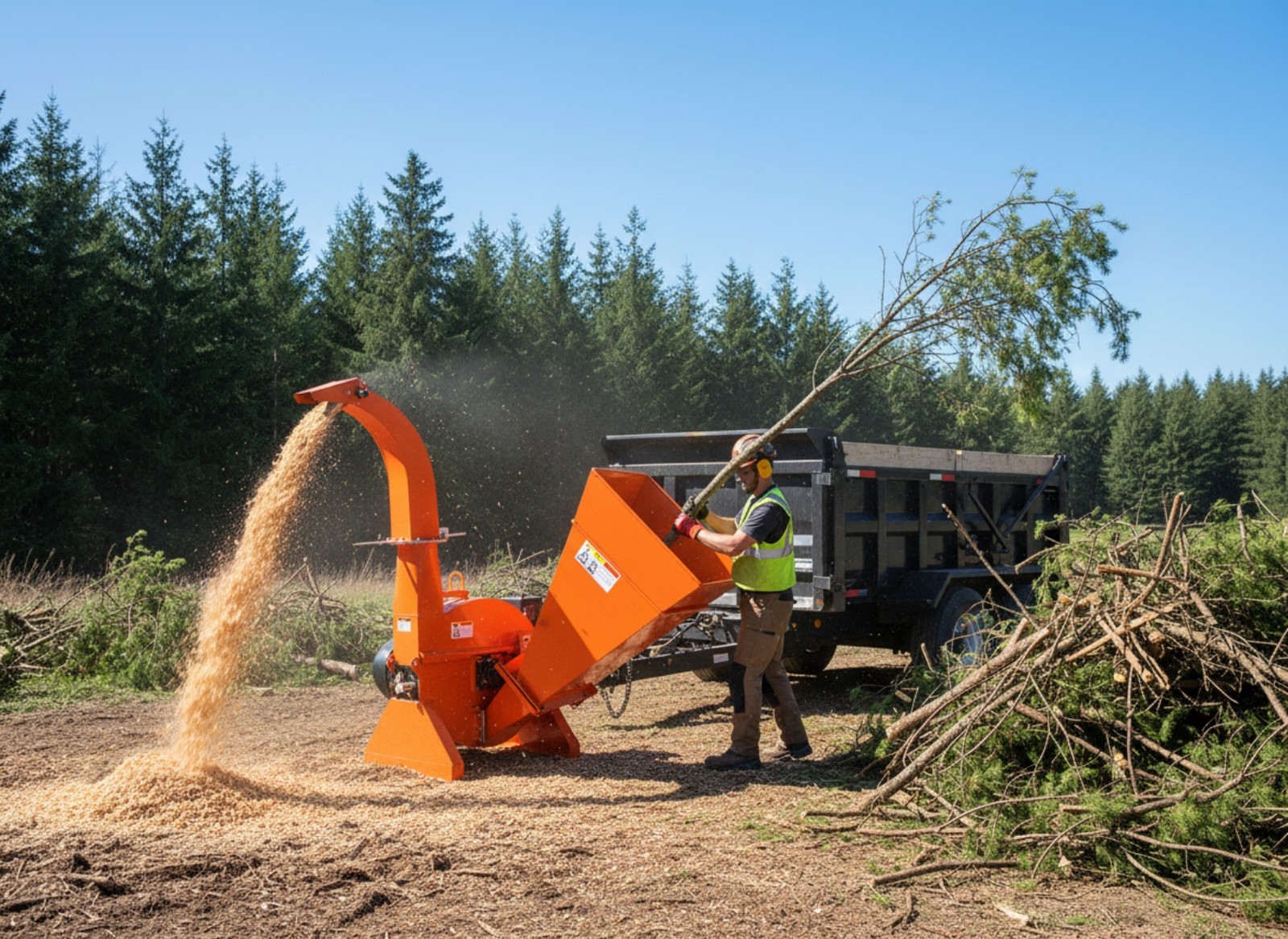 4in PTO 3-Point Wood Chipper Attachment (w/PTO Shaft) for Tractors Under 45 HP