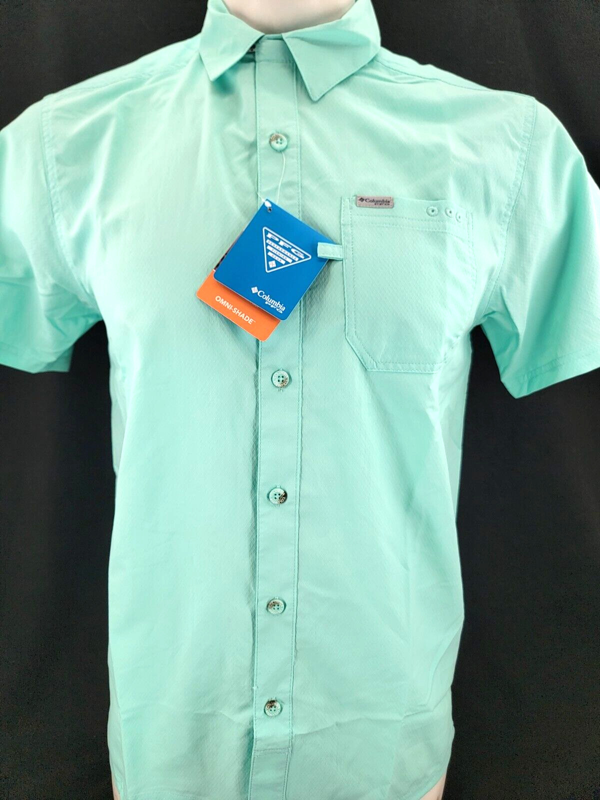 NEW Columbia PFG Slack Tide Camp SS Collared Button Up Mint Green Shirt Mens 2XL