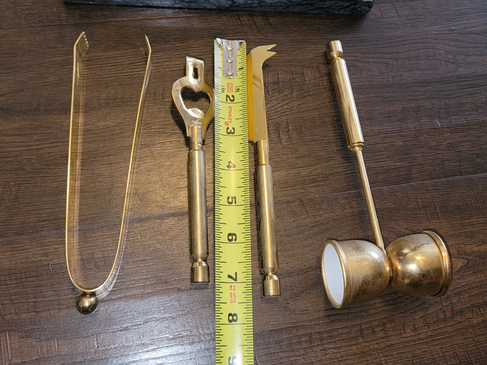 Bar Tool set w/ Marble stand Mid century modern Brass/Gold Home Decor