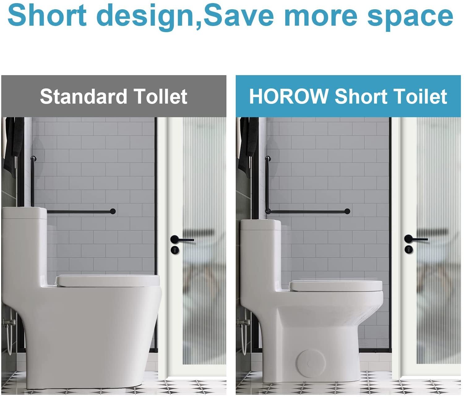 HOROW Small Compact One Piece Toilet with Soft Closing & UF Seat 12'' Rough-In