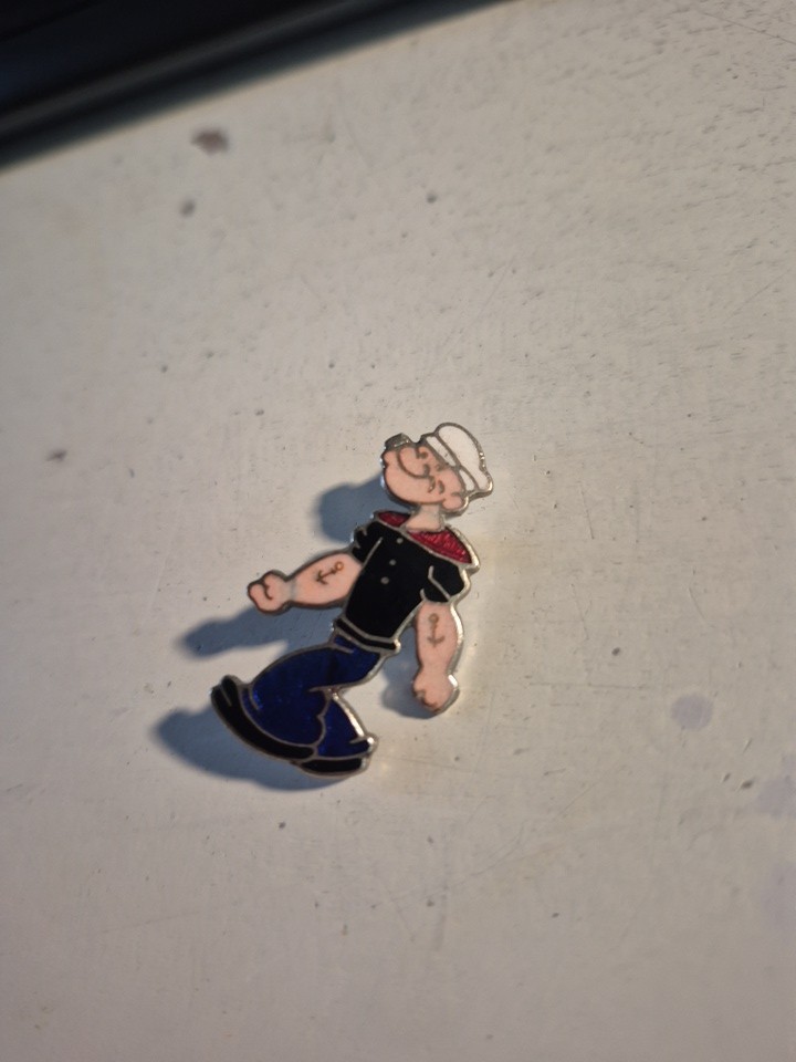 1930's POPEYE THE SAILOR figural enamel inlaid pin brooch pinback *