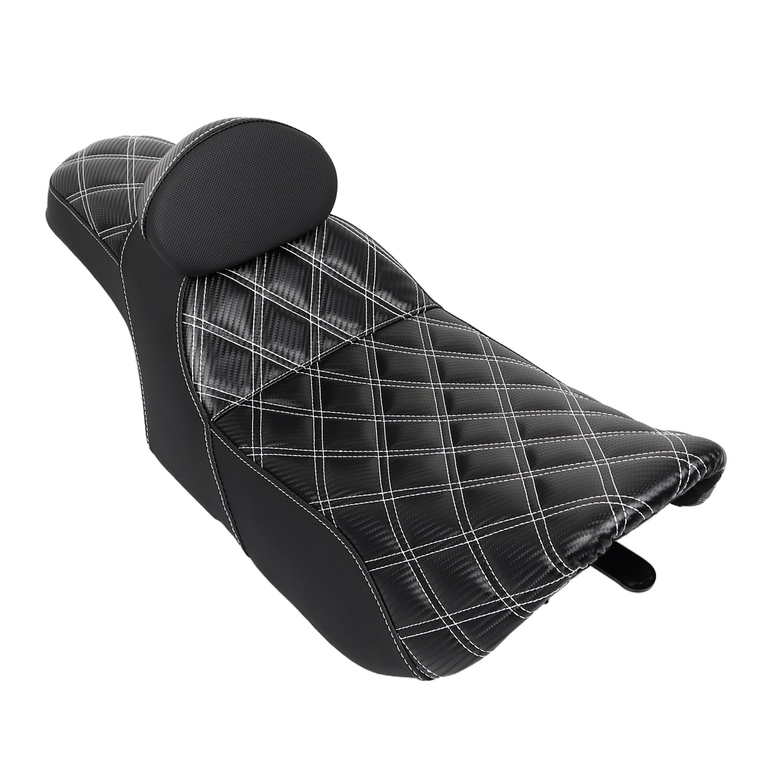 White Diamond Driver Passenger 2-Up Seat w/ Backrest For Harley Road King 97-07