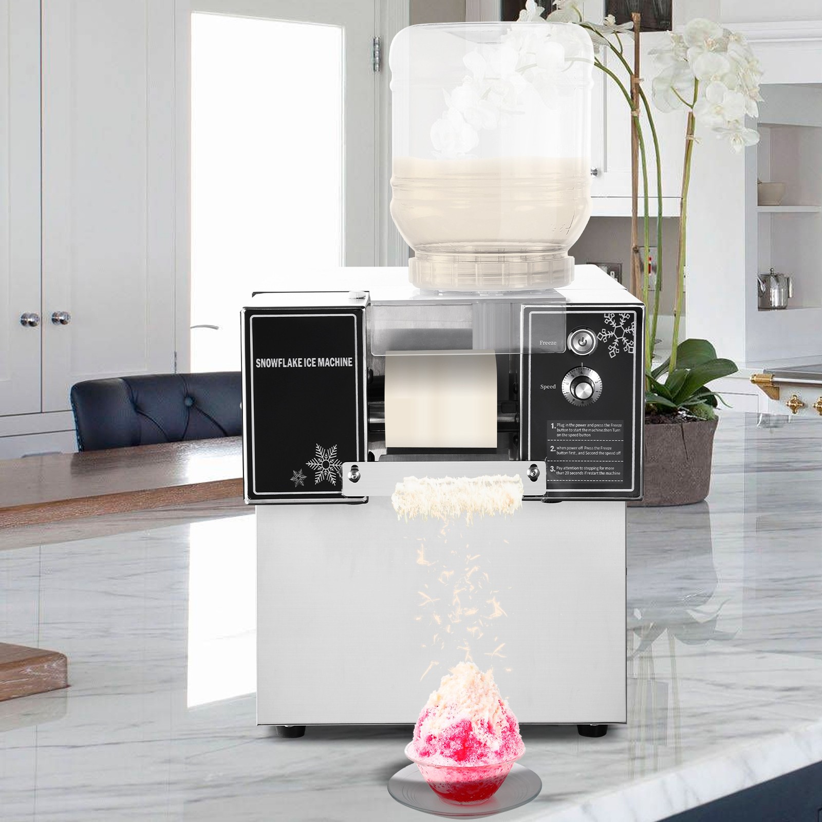 Commercial Snowflake Ice Machine 140LBS/24H Ice Shaver Snow Cone for Ice Cream-