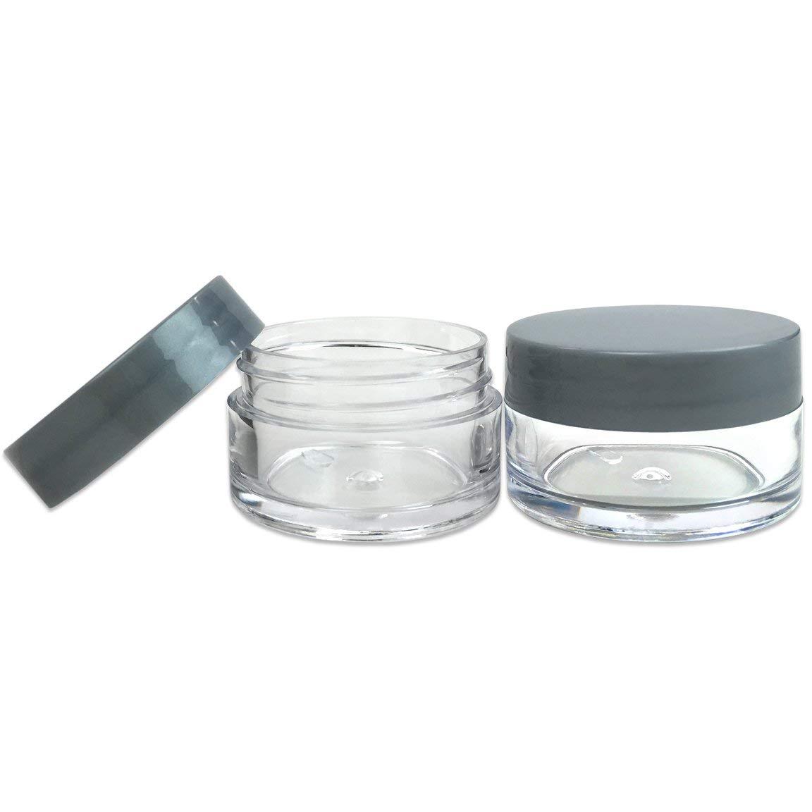24 Pieces 20G/20ML Round Clear Cosmetic Cream Sample Jars Gray Lids BPA Free