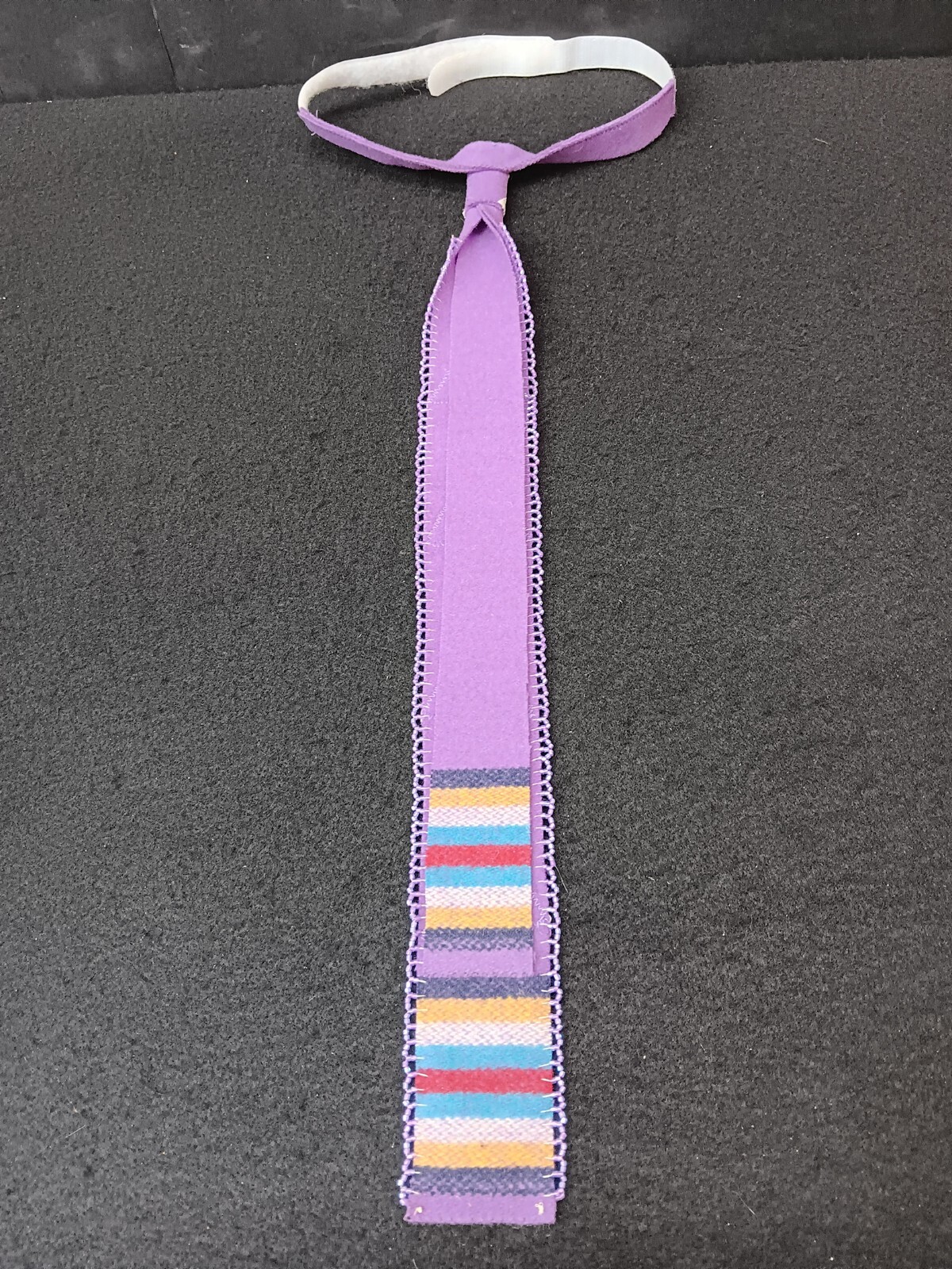 TIPI DESIGN PURPLE 8 BAND WOOL BROADCLOTH BEADED NATIVE AMERICAN INDIAN NECKTIE