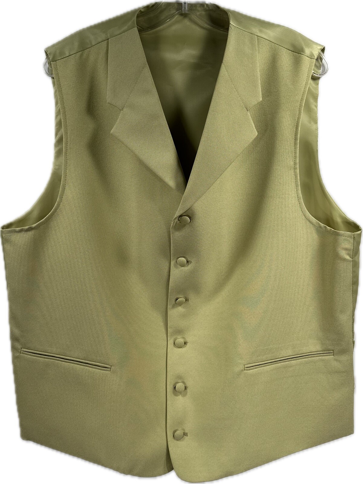 Men's Vest Solid Green 6 Buttons Size 46R Arm Pit to Arm Pit 48"